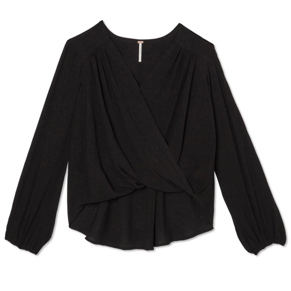 Free People Check On It Faux-Wrap Top in Black - Picture 5 of 5